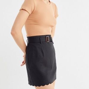 Urban Outfitters Scalloped Black Mini Skirt